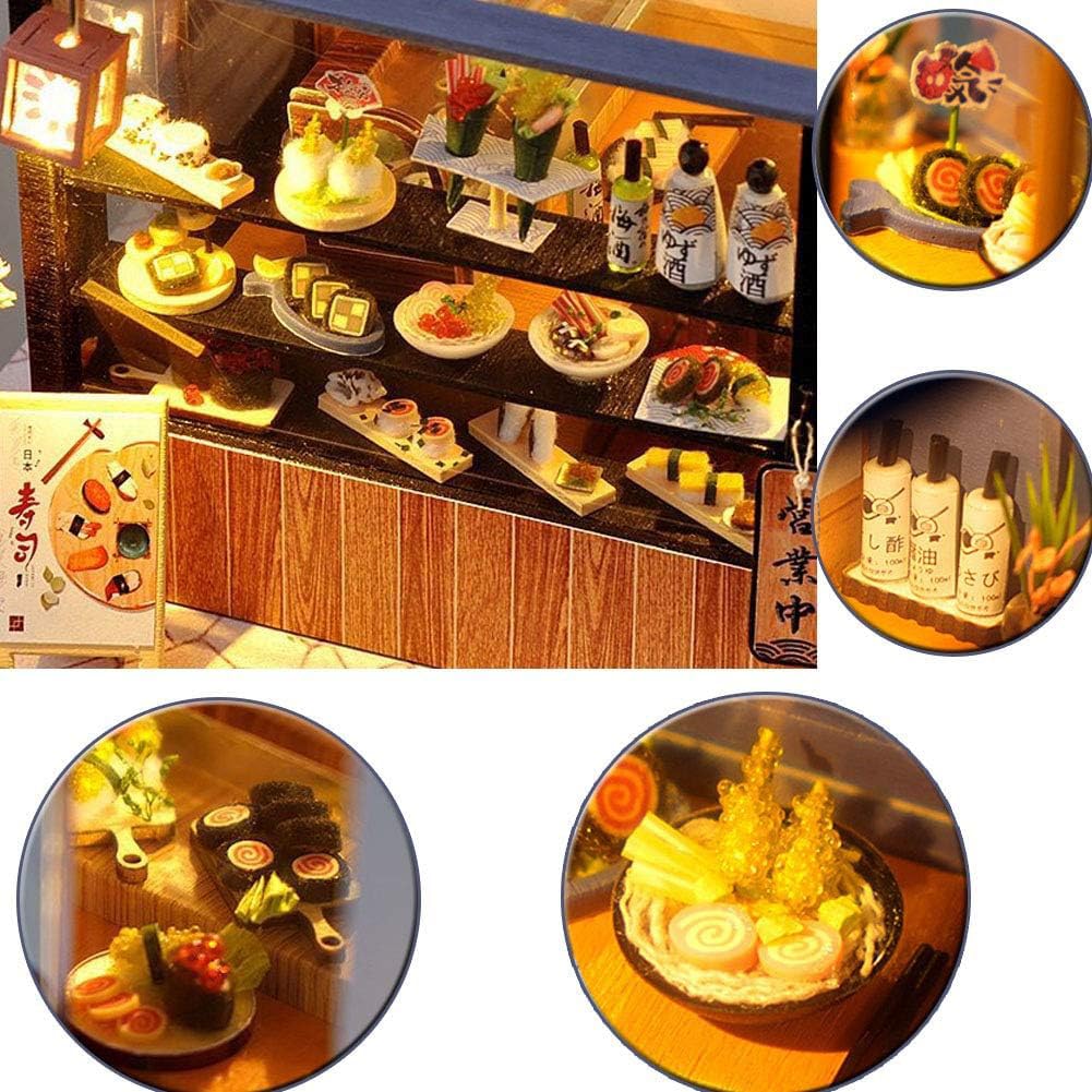 DIY Miniature House Kit with LED Light,Japanese Style Dollhouse Miniature House Kit,Mini House kit Ideal Gifts for Birthday Christmas CHOOYIH