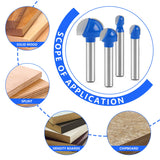 Cove Box Router Bit Set ,Newdeli 8Pcs 1/4 Inch Shank Round Nose Router Bit-1/4" 5/16" 3/8" 1/2" 5/8" 3/4" 7/8" 1" Cutting Diameter, Solid Carbide Double Flute Cove Box Round Nose Woodworking Tool Newdeli