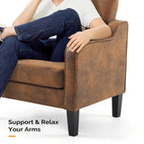 VINGLI Accent Chair for Living Room Chairs Rustic Reading Chair for Bedroom Scooped Arm Chair Mid Century Modern Accent Chairs Upholstered Comfy Chair for Apartment, Waiting Room VINGLI