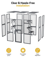 Catio Outdoor Cat Enclosure, 71" Large Cat House for Multiple Cats with Waterproof Roof, 3 Tier Cat Cage with 6 Platform for Patio, Yard, Graden PawGiant