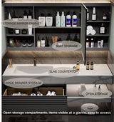 60 Inch Bathroom Vanity, Single Sink Bathroom Vanity Set Includes Anti-Fog LED Mirror Cabinet, Sintered Stone Countertop & Bathroom Sink Cabinet, Wall Mounted Floating Modern Bathroom Vanities, Black LUTHXAY