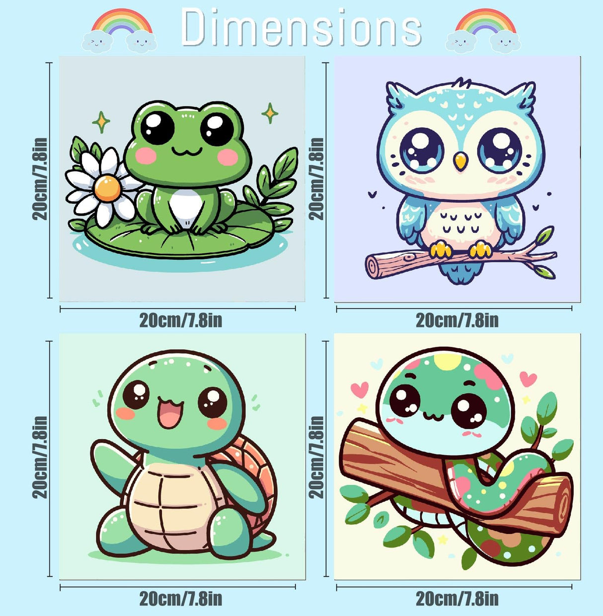 4 Pack Paint by Number Kits for Adults,Animals Painting by Numbers for Adults Framed, DIY Animal Oil Painting Suitable for Home Decoration (8x8inch) Generic