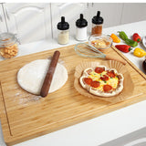 Extra Large Bamboo Wood Cutting Board, 24 x 18 Inch Kitchen Wooden Chopping Board with Juice Groove, Reversible Butcher Block Cutting Board for Meat, Turkey Carving GlowSol