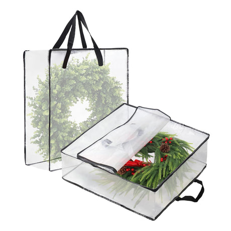 Wreath Storage Bag 2 Packs, 26 Inches 90 L Wreath Storage Container for Home Storage, Storage Bag for Spring Summer Christmas Wreath Decorations or Clothing Blanket Comforters Bed Sheets Pillows EverPetal