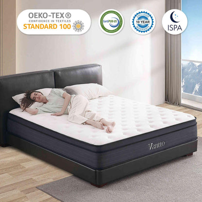 Vantto Full Mattresses, 12 Inch Memory Foam Hybrid Mattress, Pocket Spring Mattress in a Box for Motion Isolation, Strong Edge Support, Pressure Relief and Supportive, CertiPUR-US