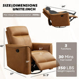 ANJ Manual Swivel Rocker Recliner, Glider Recliners with Padded Armrest and Backrest, Soft Leather Nursery Rocking Recliner Chair Reclining Sofa for Living Room ANJ