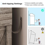 GlouMod Farmhouse 7 Drawers Dresser for Bedroom，Wooden Dresser with LED Light & Power Outlet, Tall Dresser Wide Chests of Drawers, Storage Organizer for Living Roon, Entryway, Closet, Gray Dresser GlouMod