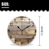 ACOZUHSE Silent Non-Ticking Wall Clocks, Brown Wood Barn Board Brown Pine Plank Rustic Wall Clocks, Battery Operated 11.8"x11.8" Round Wall Clock for Home Decor Living Room Kitchen Office ACOZUHSE