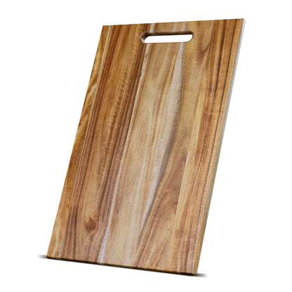 YSTKC Acacia Wood Cutting Board with Hand Grip 15" x 9.7" Inch, Wooden Reversible Chopping Board with Handle for Kitchen Meal Prep Serving, Chopping, - WoodArtSupply