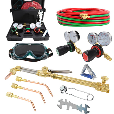 Cutting Torch Set Oxy Acetylene Torch Kit,Portable Gas Cutting Torch and Welding Kit with Acetylene Oxygen Gas Regulator Welding Hose Welding Glasses Storage Case (#22557)