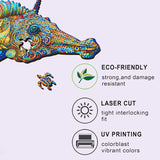 MYS Aurora Wooden Jigsaw Puzzles, Unicorn Seahorse Wood Puzzle 200 Pieces, Unique Shaped Wooden Puzzles for Adults and Kids, Family Game 8.5 x 13.4 Inches Mys Aurora