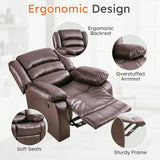 ANJ Recliner Chair, Breathable PU Leather Reclining Chair, Extra Wide Manual Recliners with Overstuffed Arm and Back, Single Sofa Chair for Living Room Bedroom(Dark Brown) ANJ