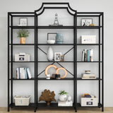Auromie Triple Wide 5-Tier Bookshelf, 70.87" L x 79.13" H Extra Large Bookcase, Tall Open Etagere Display Shelf with Metal Frame, Freestanding Modern Storage Shelves for Home Office (Black) Auromie