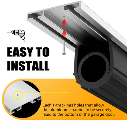 Jin&Bao Garage Door Bottom Seal with Pre-drilled Aluminum Track Retainer Base Kit, Heavy Duty U+O Ring Combination Garage Door Weather Stripping Kit (10FT) - WoodArtSupply