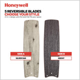 Honeywell Ceiling Fans Foxhaven Farmhouse 52 Inch Ceiling Fan with Light, Outdoor Fan/Indoor Dual-Mount LED Ceiling Fan, 5 Blades, Ebony and Silver Oak Blade Finish Options, Galvanized (51631-01) Honeywell Ceiling Fans