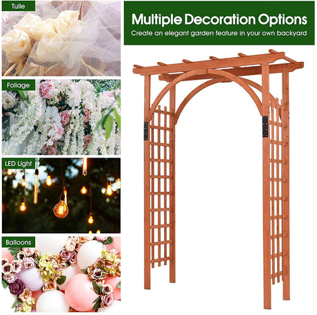 Nightcore, Wooden Garden Trellis Pergola 85 inch Arbor, Wedding Arches for Ceremony, Wood Color GLACER