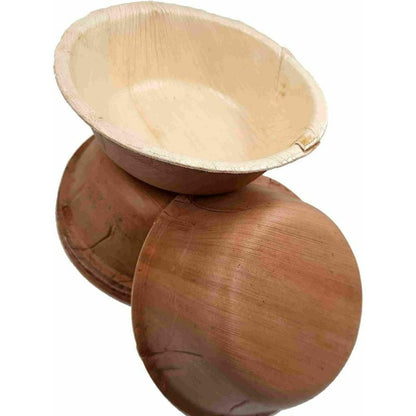 Dtocs 5.5 Inch Round Palm Leaf Bowls Set (50) | 16 Oz Bamboo Bowls Disposable Like Sturdy, Leak Proof Compostable Bowls | Serving Bowls for Fruits, Cereals, Soup | Alternate to Plastic, Wooden Bowls