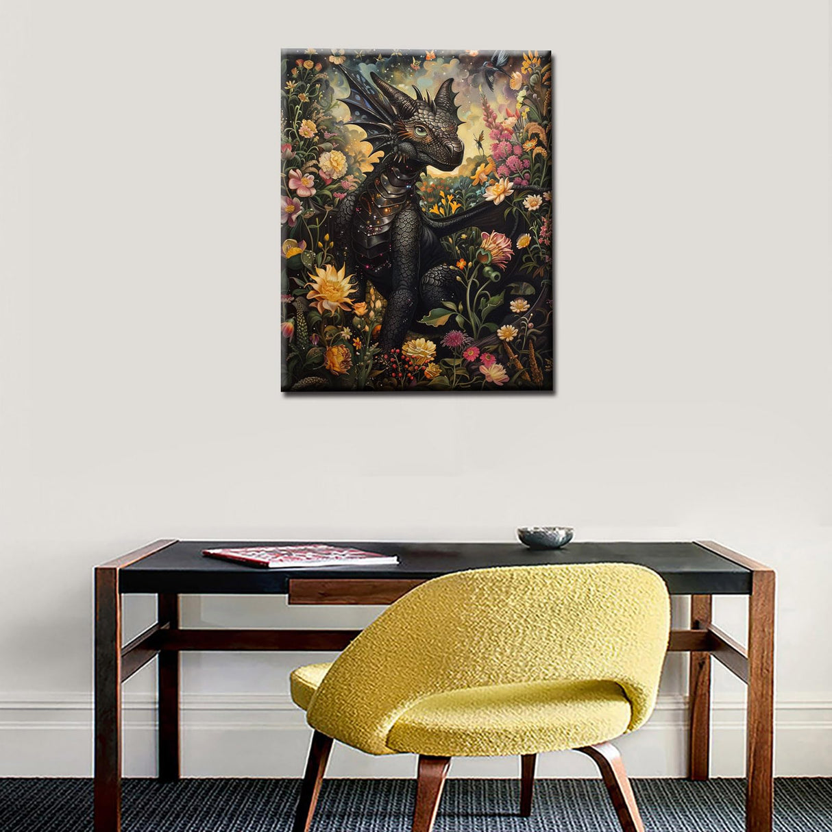 Tucocoo Gothic Dragon Paint by Numbers Kits 16x20 inch Canvas, DIY Oil Painting for Adults with Brushes and Acrylic Pigment, Magical Garden Whimsical Creatures Picture for Home Decor (Without Frame) Tucocoo