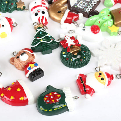 Naler 24PCS Mini Christmas Ornaments, Christmas Tree Decoration Resin Design with Santa Claus, Snowman, Reindeer and More Ornaments for Christmas Decoration New Year