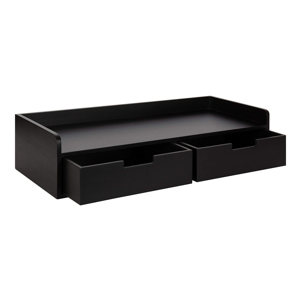 Kate and Laurel Kitt Modern Floating Shelf with Drawers, 28 x 12 x 6.5 inches, Black, Chic Floating Storage Console Table or Desk for Wall Kate and Laurel