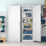 pozdeg 67" Metal Storage Cabinet with Lock, Tall Narrow Office File Cabinets with 5 Adjustable Shelves, Metal Steel Locker for Home, School, Office, Garage or Gym (White) pozdeg