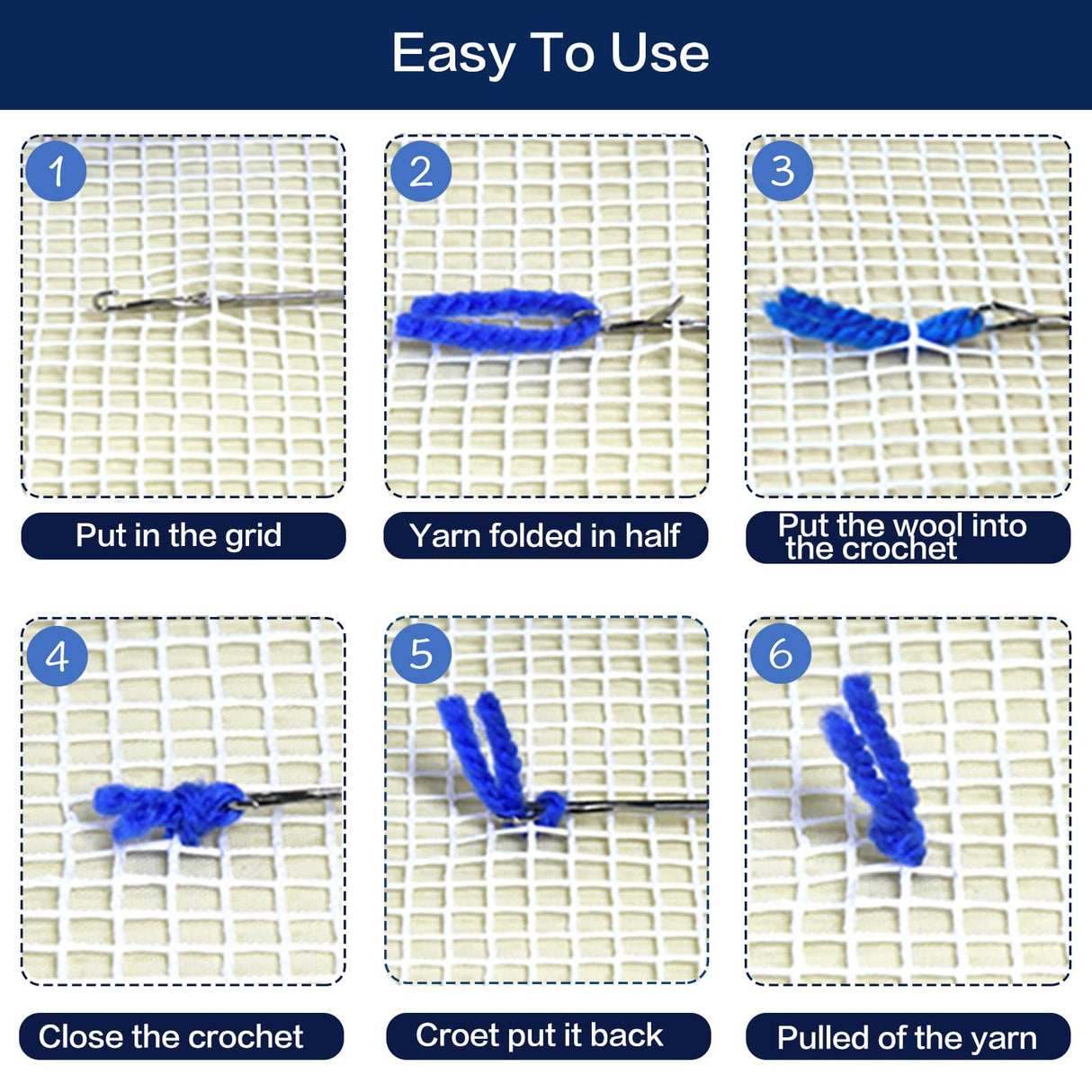 LAPATAIN Latch Hook Kits for DIY Throw Pillow Cover,Needlework Cushion Cover Hand Craft Crochet for Great Family 17X17inch Christmas Hat LAPATAIN