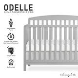 Dream On Me JPMA & Greenguard Gold Certified Odelle 5 in 1 Convertible Crib in Pebble Grey, Built of Sustainable Pinewood, 3 Mattress Height Settings, Non-Toxic Water-Based Paint Finish Dream On Me