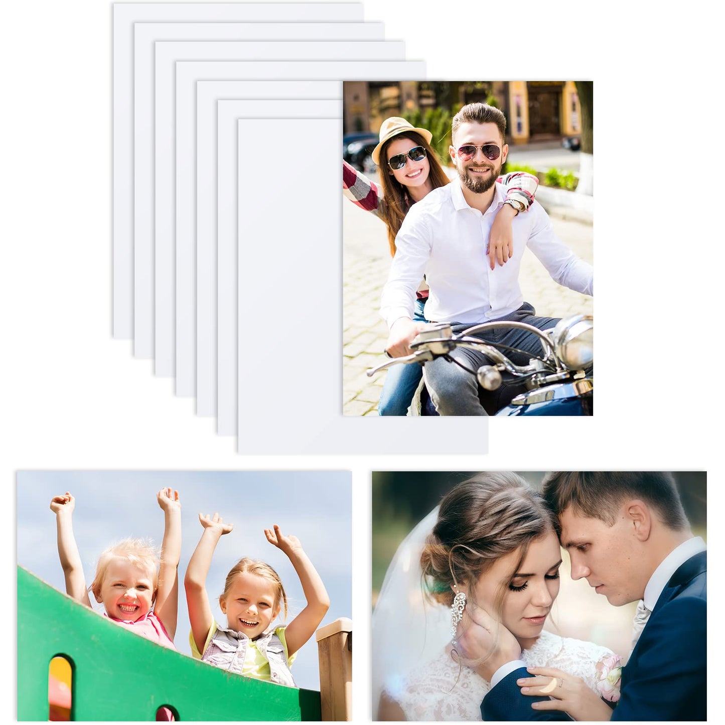 Hotop 8 Pieces Sublimation Aluminum Photo Sign Metal Blank Photo Board Sublimation Picture Panel Wall Art Aluminum Plate for Wedding DIY Printing Bedroom Living Room, White(8 x 10 Inch)