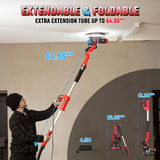 Drywall Sander, Electric Drywall Sander with Vacuum Dust Collection 7.33-Amp 880W, Floor Sanders 5 Variable Speed 1000-2100RPM with LED Light, 18Pcs Sanding Discs & 2Pcs Grid Sandpaper, Dust Mask—Red Revvstark