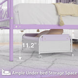 Weehom Twin Size Bed Frame with Headboard and Footboard Steel Slats Support Twin Metal Bed No Box Spring Needed Easy to Assembly, Purple Weehom