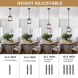 Ejerlya Farmhouse Pendant Light, Rustic Walnut Wood Metal Cage Hanging Light Fixtures with Glass, Adjustable for Flat and Slop Ceiling, Pendant Lighting for Kitchen Island Foyer Hallway,2-Pack Ejerlya