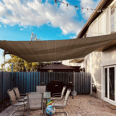 AwnPro Square Shade Sail 18' x 18' Canopy to Block Sunlight for Outdoor Patio Garden Patio Deck Pergola (Brown) AwnPro