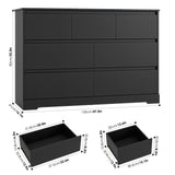 FACBOTALL Dresser for Bedroom, Modern White Dresser, Wood Chest of Drawers Nursery Dresser with Storage, 7 Drawer Double Dresser with Handle Free, Large Storage Dresser Organizer for Living Room,Black FACBOTALL