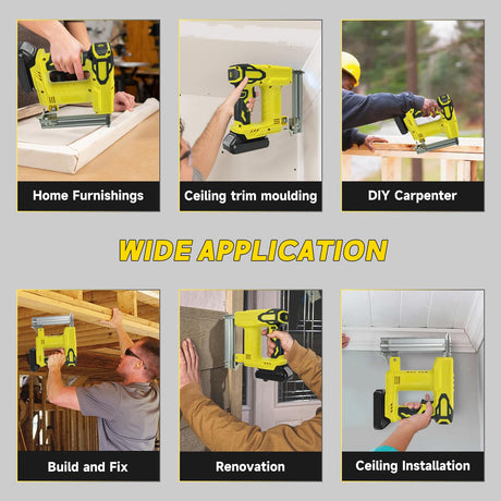 Cordless 18 Gauge Nailer Gun for DeWalt 20V Max Battery, 18 GA 2 in 1 Brad Nailer/Staple Gun with Pack of Nails and Staples Nail Gun for Home Improvement & Woodworking(No Battery) RexLeLXB