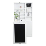 Utopia Alley Collapsible Fold Down Desk Table | Computer Desk with Large Storage Cabinet & Bottom Shelves, Stylish Furniture for Home Office, Crafting, and More (White) Utopia Alley