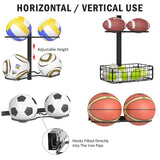 8 Tier Detachable Wall Mounted Basketball Rack,Vertical/Horizontal Football Holder,Holds 14 Balls DIY1/2/3/4 Soccer Stand,Height-Adjustable Ball Rack With Basket For Garage,Tool Room Feyejade