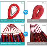 Outerman 275 x 155 cm Camping Hammock, Hammocks Thickened Canvas Fabric with 550lb Load Capacity, Two Anti Roll Balance Beam and Sturdy Metal Knot Tree Straps for Travel, Beach, Backyard etc. Outerman