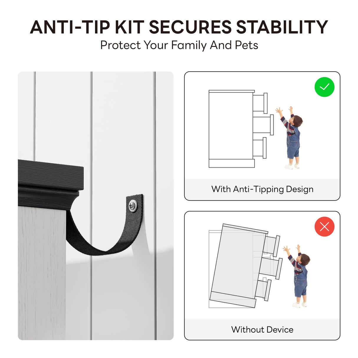 LIKIMIO Farmhouse 8 Drawer Dresser for Bedroom, 52" Wide Dresser Drawers with Storage, Rustic Wooden Chest of Drawers for Bedroom, Hallway, Antique White LIKIMIO