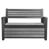 Keter Hudson 60 Gallon Capacity Plastic Resin Weather Resistant Outdoor Home Backyard Storage Bench/Deck Box Chest Patio Furniture, Gray Keter