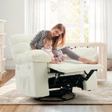 Oversized Swivel Rocker Recliner Chair for Adult,360°Swivel Rock Recliner,Extra Wide Manual Recliners,Chenille Upholstery Overstuffed Soft Rocking Sofa Chair,Beige OUTGOODS