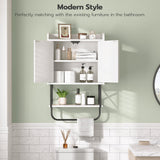 HOOBRO Medicine Wall Cabinet with Mirror, Bathroom Storage Cabinet with Hidden Space and Towel Bar, Double Mirrored Doors, Detachable Shelf, for Bathroom, Living Room, White BW41CW01 HOOBRO