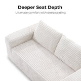LIKIMIO 71" Loveseat Sofa in a Box - Plush Corduroy Deep Seat Couch, No Assembly Required, Space-Saving Design for Compact Living Room, Apartment, Home Office, Beige LIKIMIO