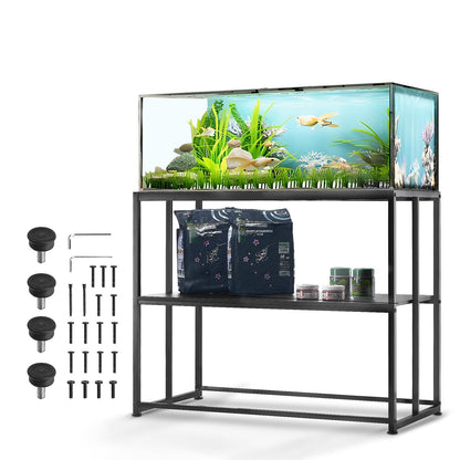 VEVOR Aquarium Stand, 40 Gallon Fish Tank Stand, 36.5 x 18.5 x 29.5 in Steel Turtle Tank Stand, 335 lbs Load Capacity, Reptile Tank Stand with Storage, Hardware Kit, and Non-slip Feet, Black