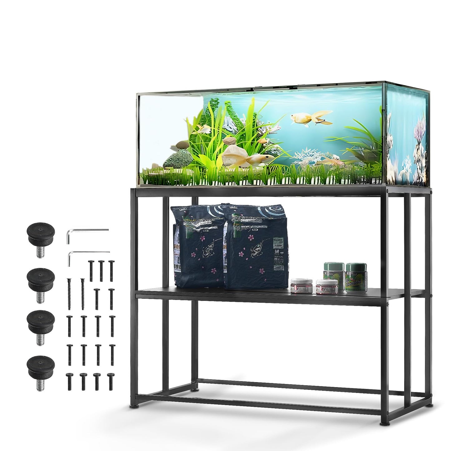 VEVOR Aquarium Stand, 40 Gallon Fish Tank Stand, 36.5 x 18.5 x 29.5 in Steel Turtle Tank Stand, 335 lbs Load Capacity, Reptile Tank Stand with Storage, Hardware Kit, and Non-Slip Feet, Black