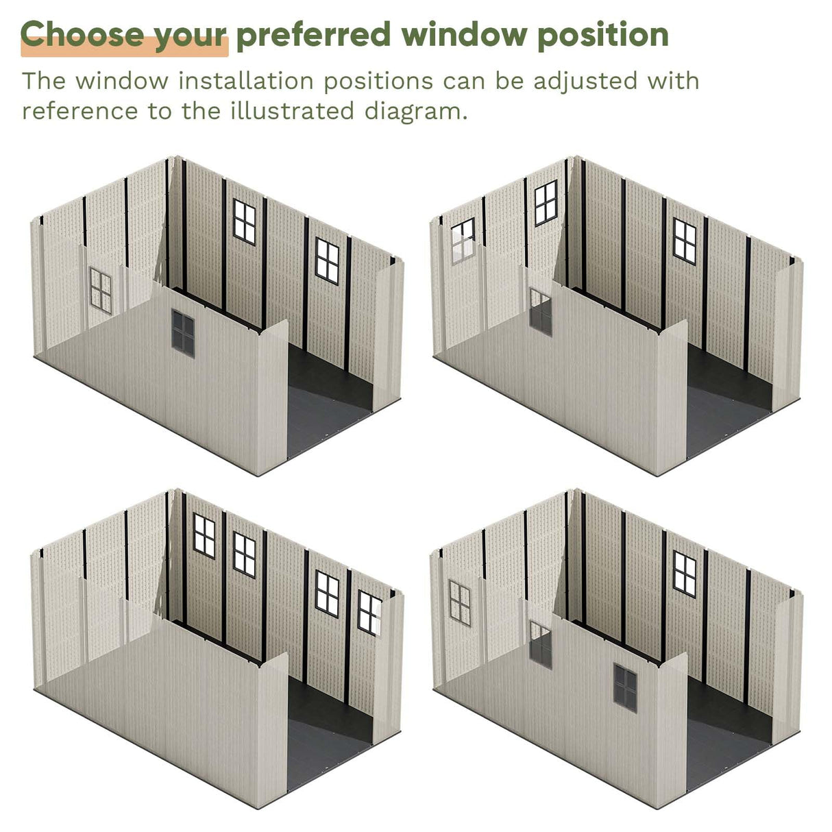 Patiowell 8 x 12 FT Plastic Outdoor Storage Shed with Floor, Resin Shed with Window and Lockable Door for Garden, Backyard, Tool Storage Use, Easy to Install in Beige (Kick-it Shed) Patiowell