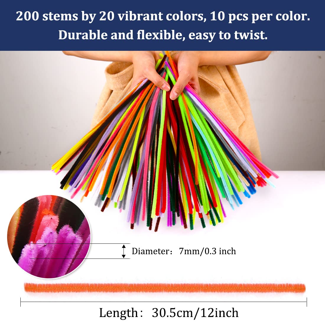 Pipe Cleaners, Pipe Cleaners Craft, Arts and Crafts, Crafts, Craft Supplies, Art Supplies (200 Multi-Color Pipe Cleaners)… Bundooraking