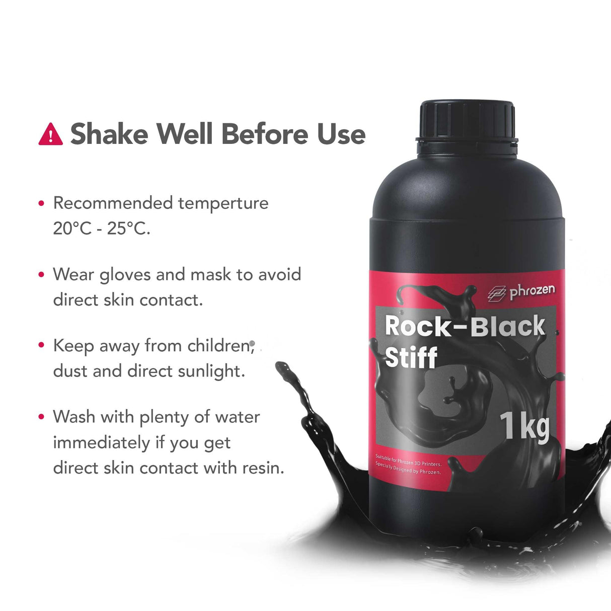 phrozen Rock-Black Stiff 3D Printing Resin (1KG) phrozen