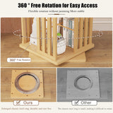 SUZEPER 360° Rotating Bamboo Bookshelf Tower – 5 Tier Floor Standing Storage Rack in Tan SUZEPER