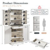 LUXOAK 72" Tall Farmhouse Kitchen Pantry with Rivet Barn Doors, Rustic Wood Cupboard Storage Cabinet/w Drawer & Adjustable Shelves for Dining Living Room, Bathroom & Hallway, Antique White LUXOAK