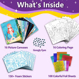 Foil Art Craft Activity for Kids.Foil Foam Stickers Princess Dress-Up Paper Dolls Play Set.2 in 1 Art and Craft for Kids,Creative Travel Toys, Birthday Gifts for Boys & Girls Ages 4 and Up FoilColoring